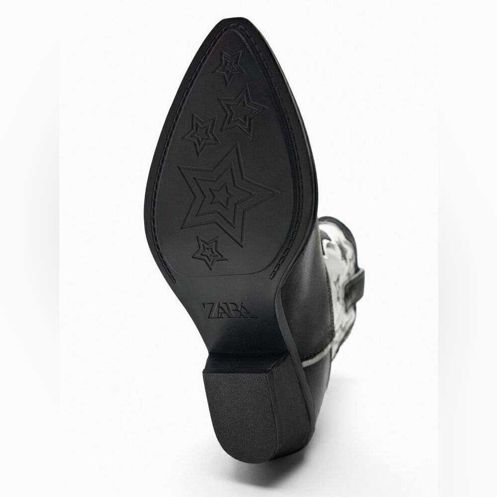 ZARA STAR LEATHER COWBOY ANKLE BOOTS - Picture 9 of 13